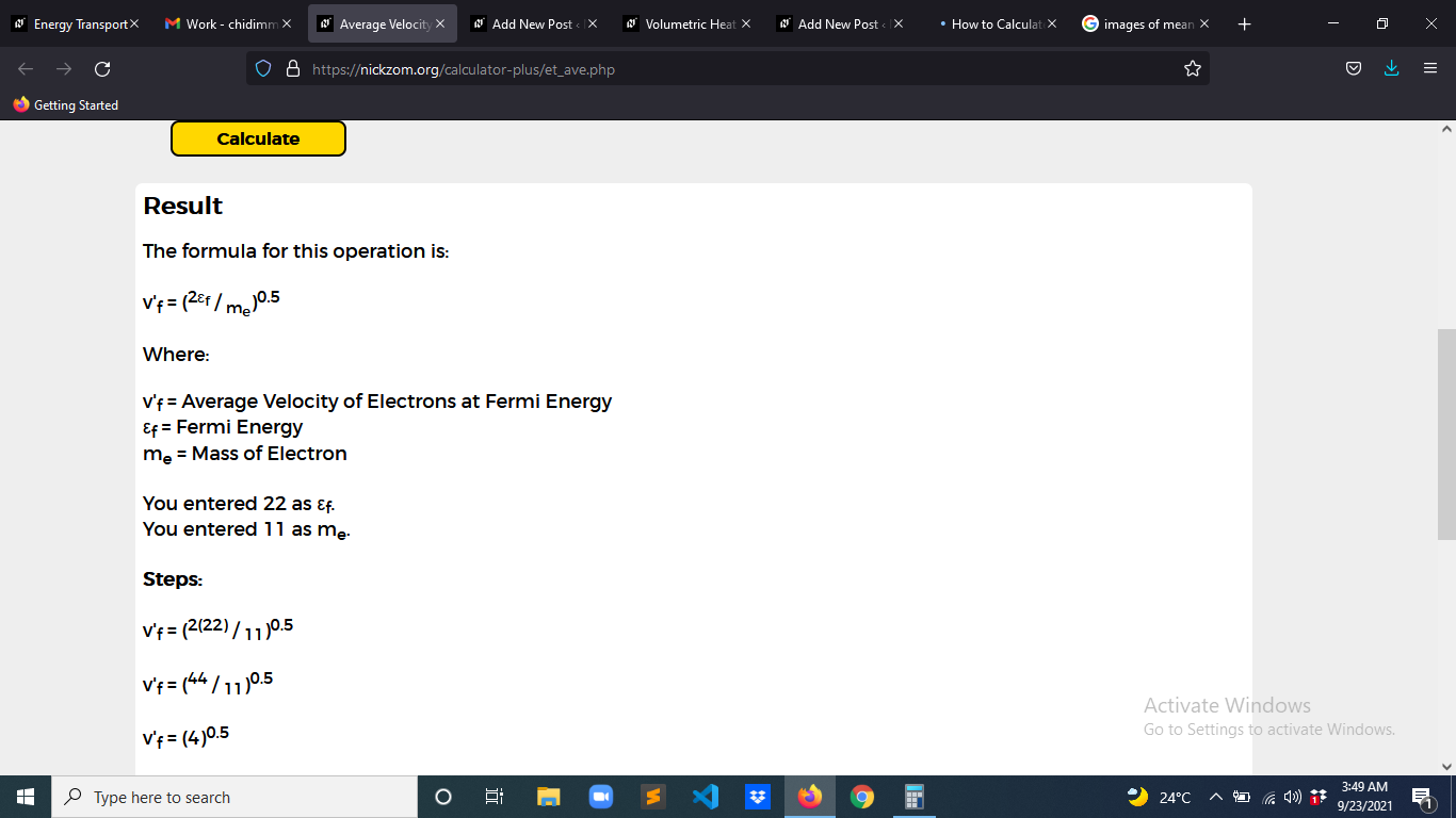 How to Calculate and Solve for Average Velocity of Electrons at Fermi Energy | Energy Transport