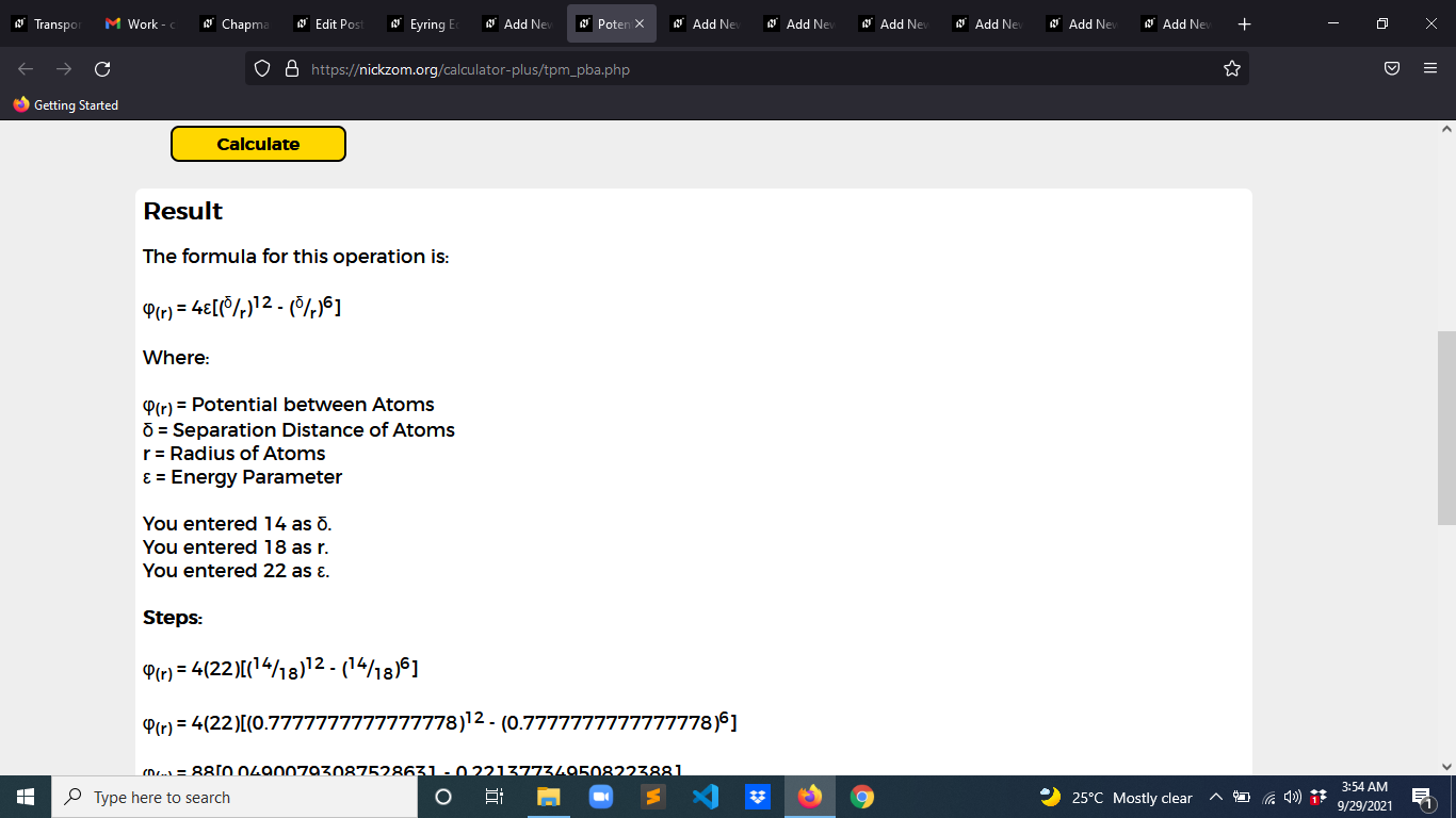 How to Calculate and Solve for Potential between Atoms | Transport Phenomena