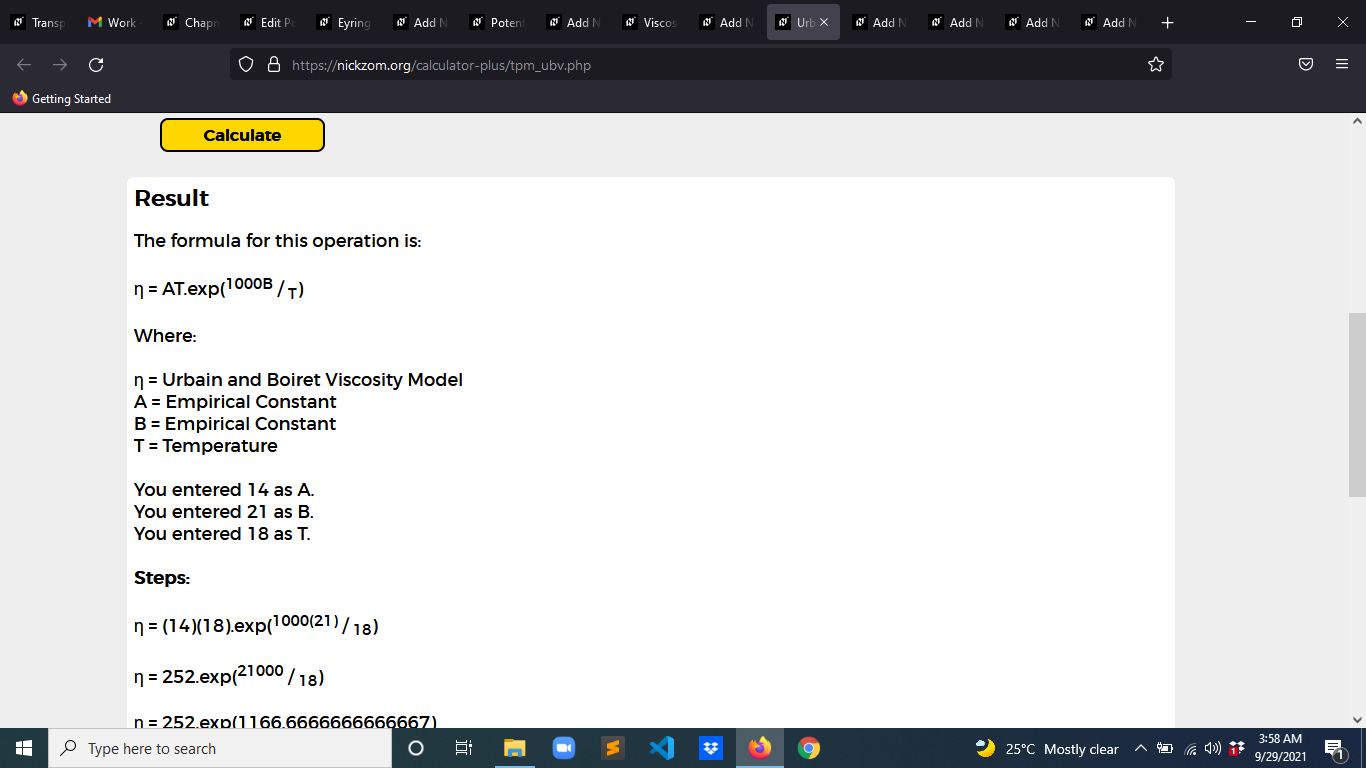 How to Calculate and Solve for Urbain and Boiret Viscosity Model | Transport Phenomena