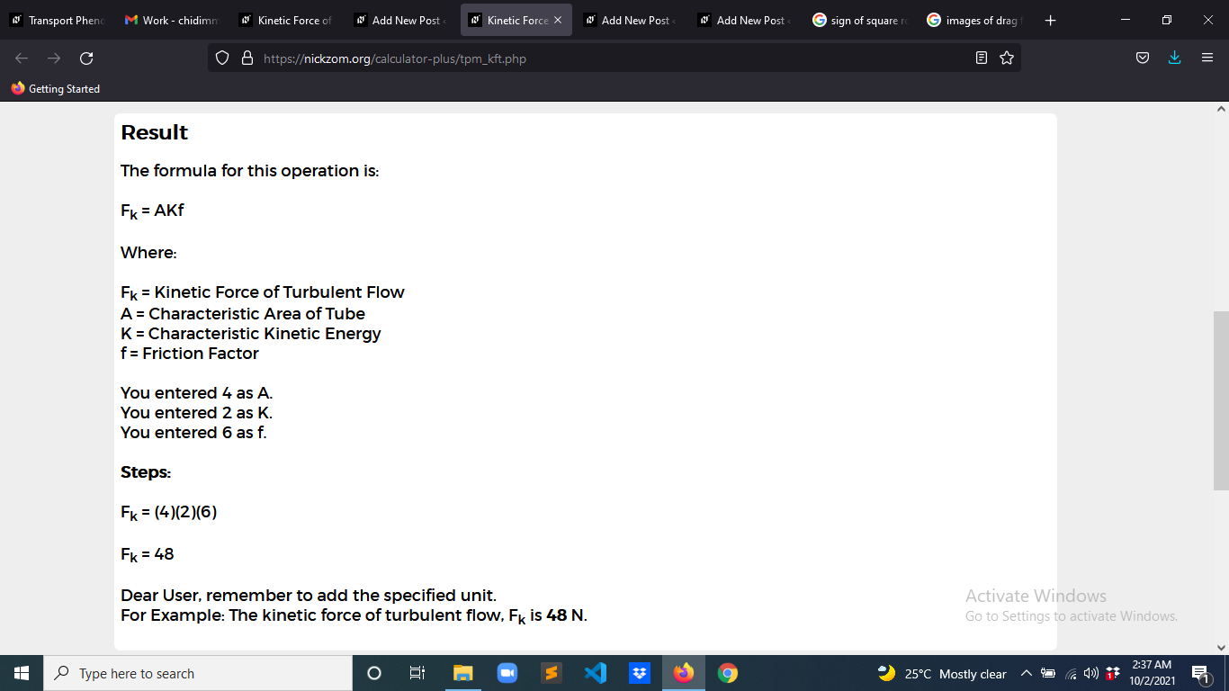 How to Calculate and Solve for Kinetic Force of Turbulent Flow | Transport Phenomena