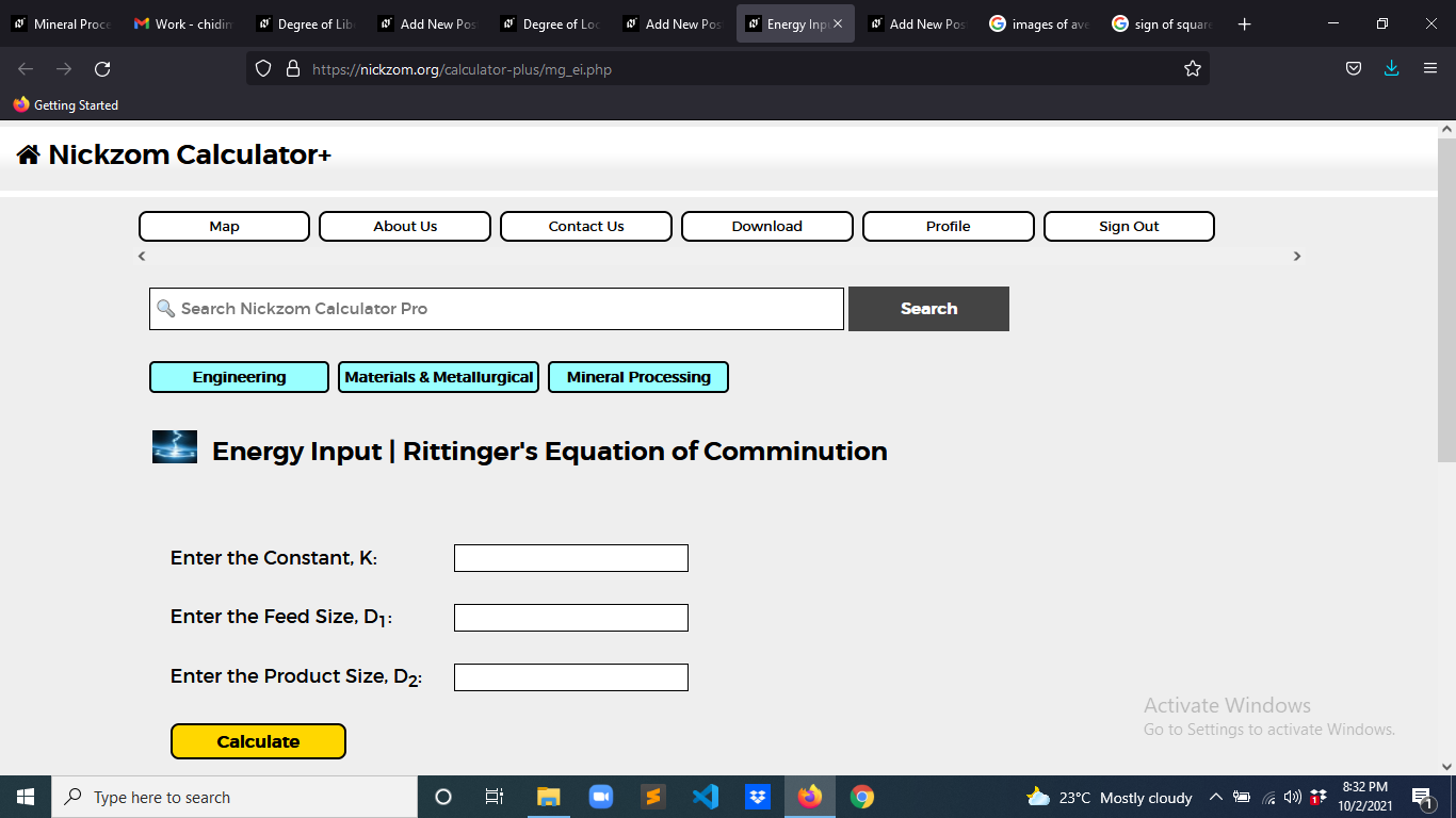 How to Calculate and Solve for Energy Input | Rittinger's Equation of Comminution | Mineral Processing