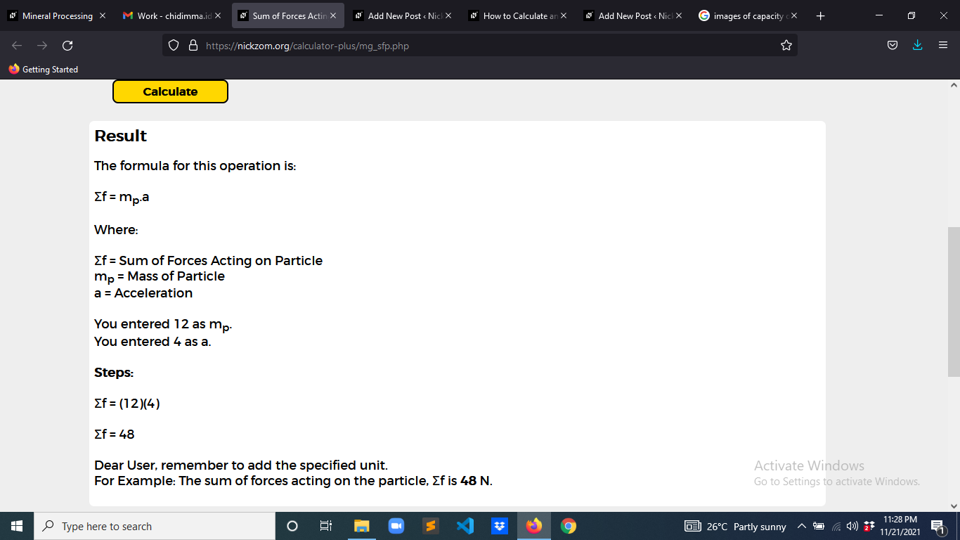 How to Calculate and Solve for Sum of Forces Acting on Particle | Mineral Processing