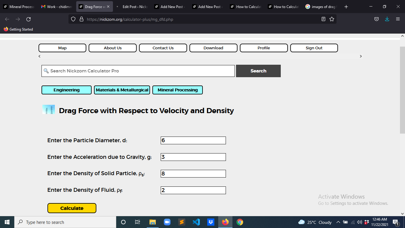 How to Calculate and Solve for Drag Force with Respect to Velocity and Density | Mineral Processing