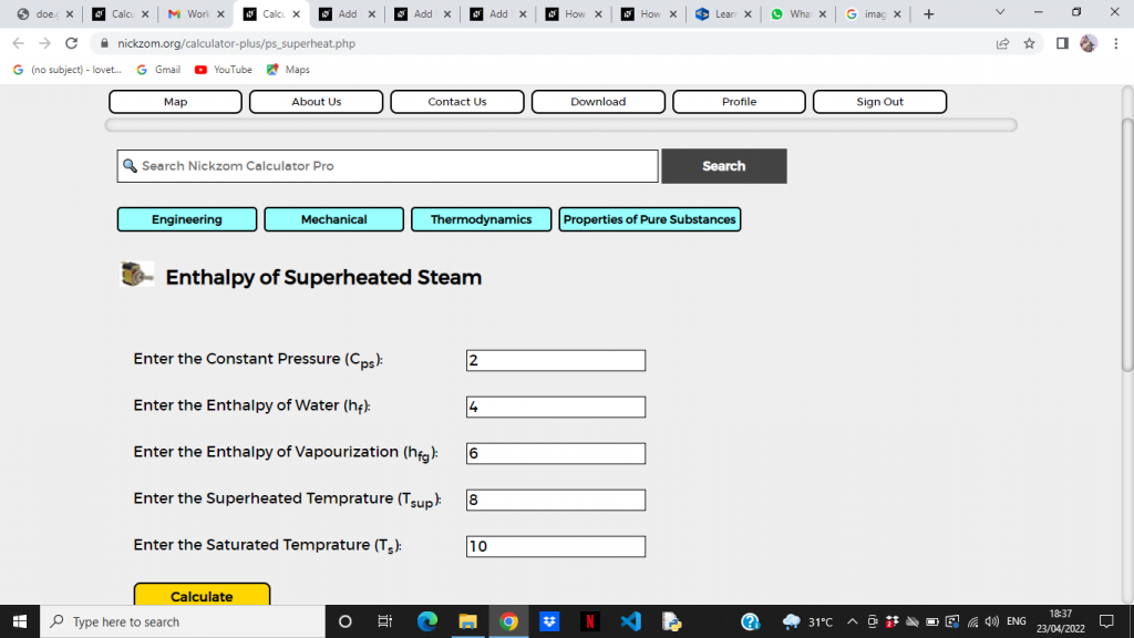 How to Calculate and Solve for Enthalpy of Superheated Steam | Enthalpy
