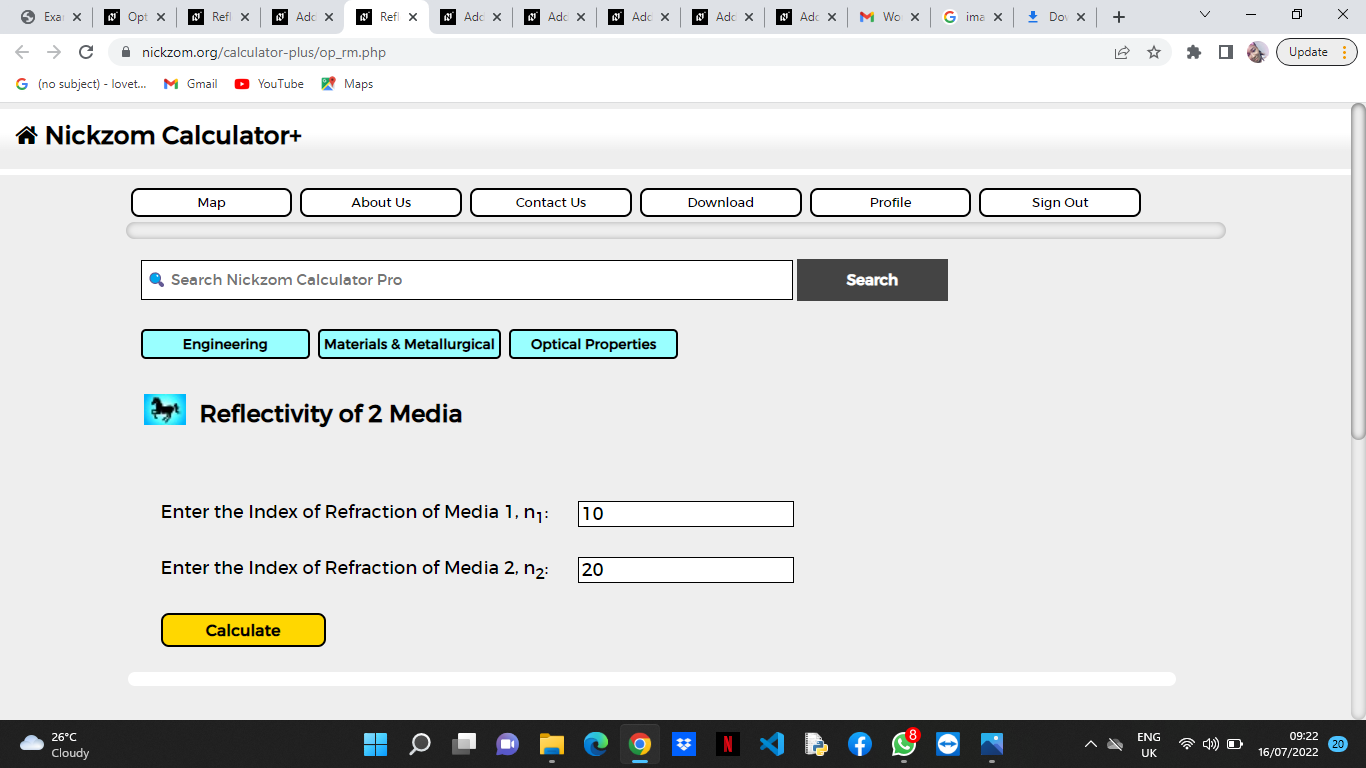 How to Calculate and Solve for Reflectivity of 2 media | Optical Properties