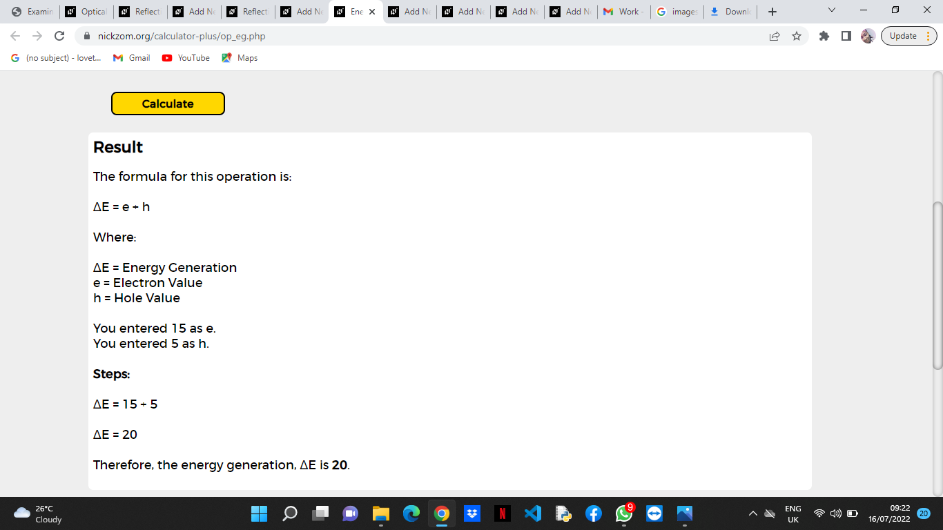 How to Calculate and Solve for Energy Generation | Optical Properties