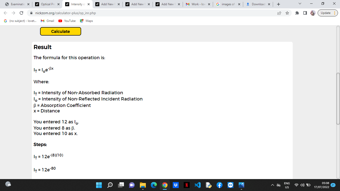 How to Calculate and Solve for Intensity of Non-Absorbed Radiation | Optical Properties
