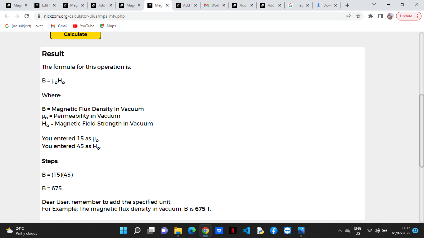 How to Calculate and Solve for Magnetic Flux Density in Vaccum | Magnetic Properties