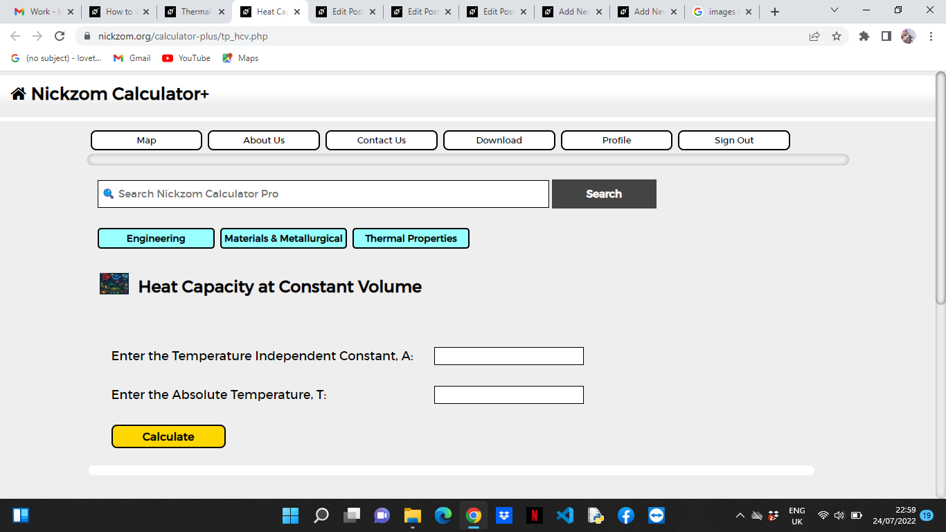 How to Calculate and Solve for Heat capacity at Constant Volume | Thermal Properties