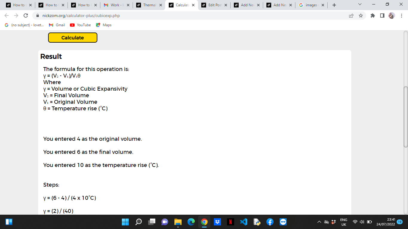 How to Calculate and Solve for Volume or Cubic Expansivity | Thermal Properties