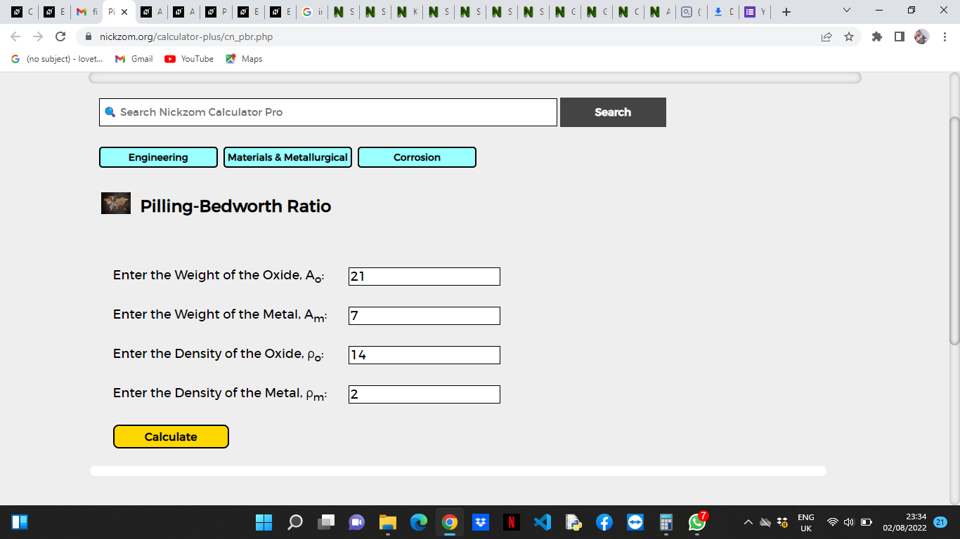 How to Calculate and Solve for Pilling Bedworth Ratio | Corrosion