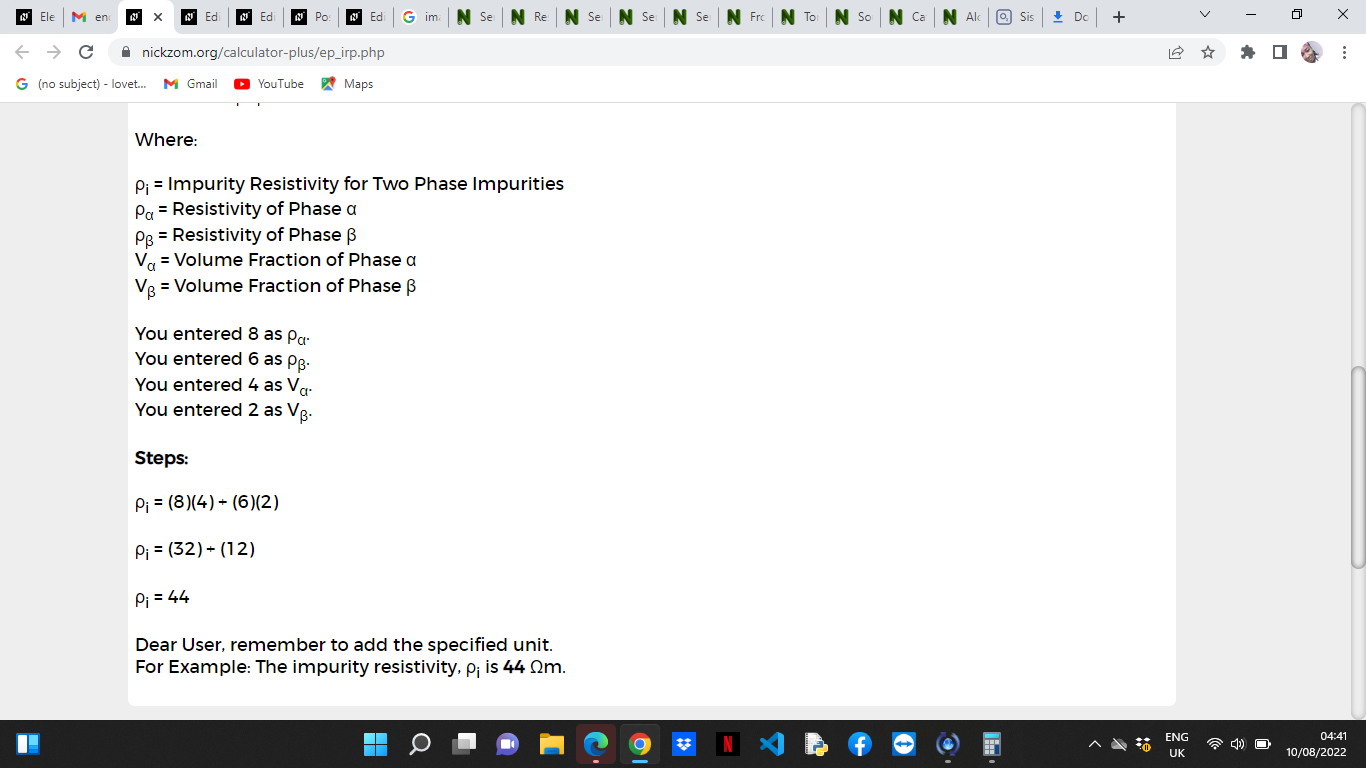 How to Calculate and Solve for Impurity Resistivity for Two phase Impurities | Electrical Properties