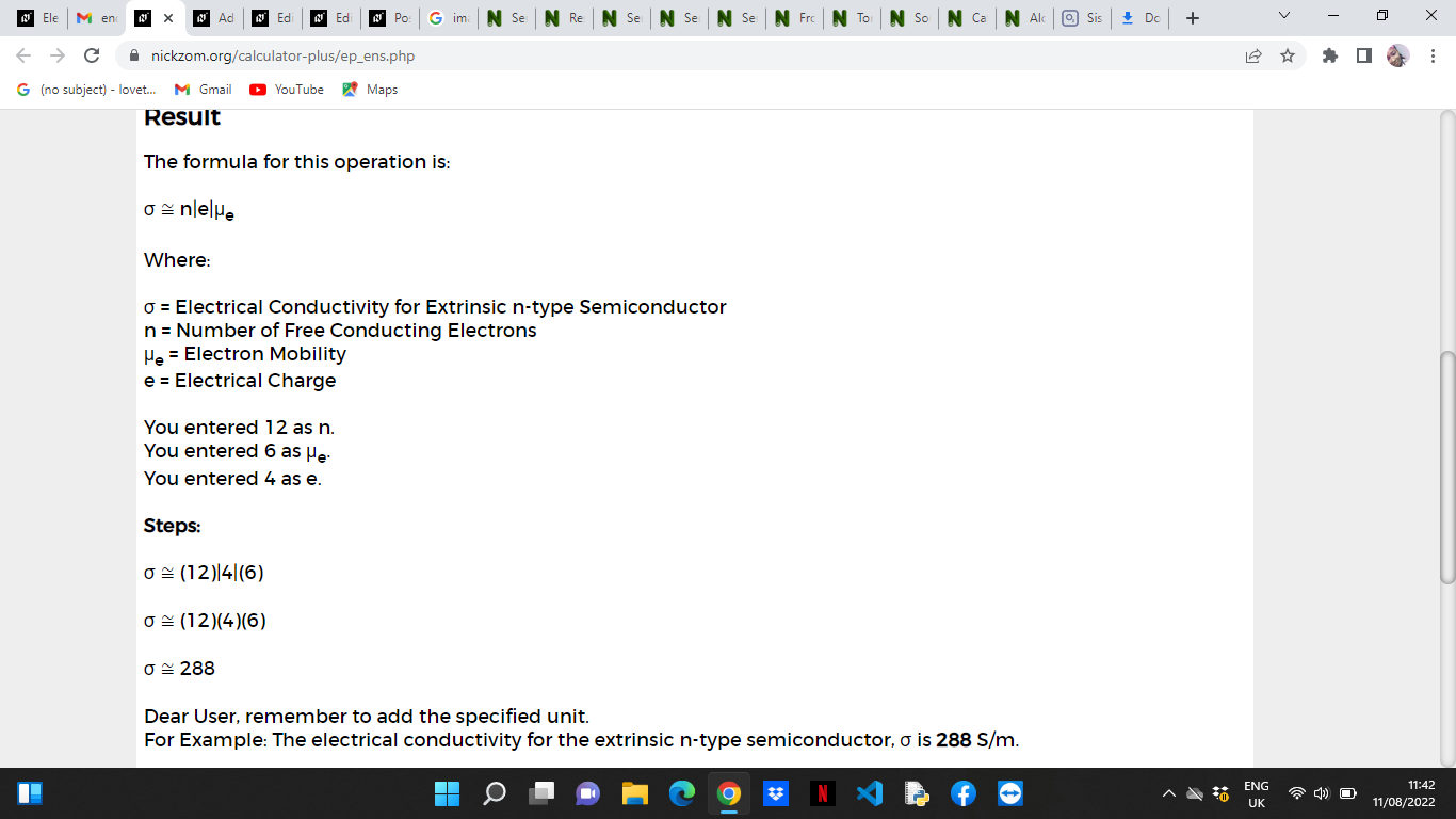 How to Calculate and Solve for Electrical Conductivity for Extrinsic n-type Semiconductor | Electrical Properties