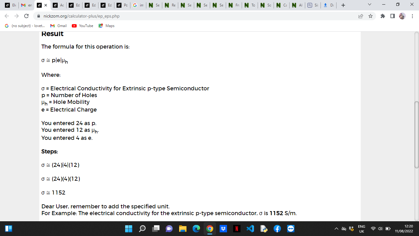How to Calculate and Solve for Electrical Conductivity for Extrinsic p-type Semiconductor | Electrical Properties