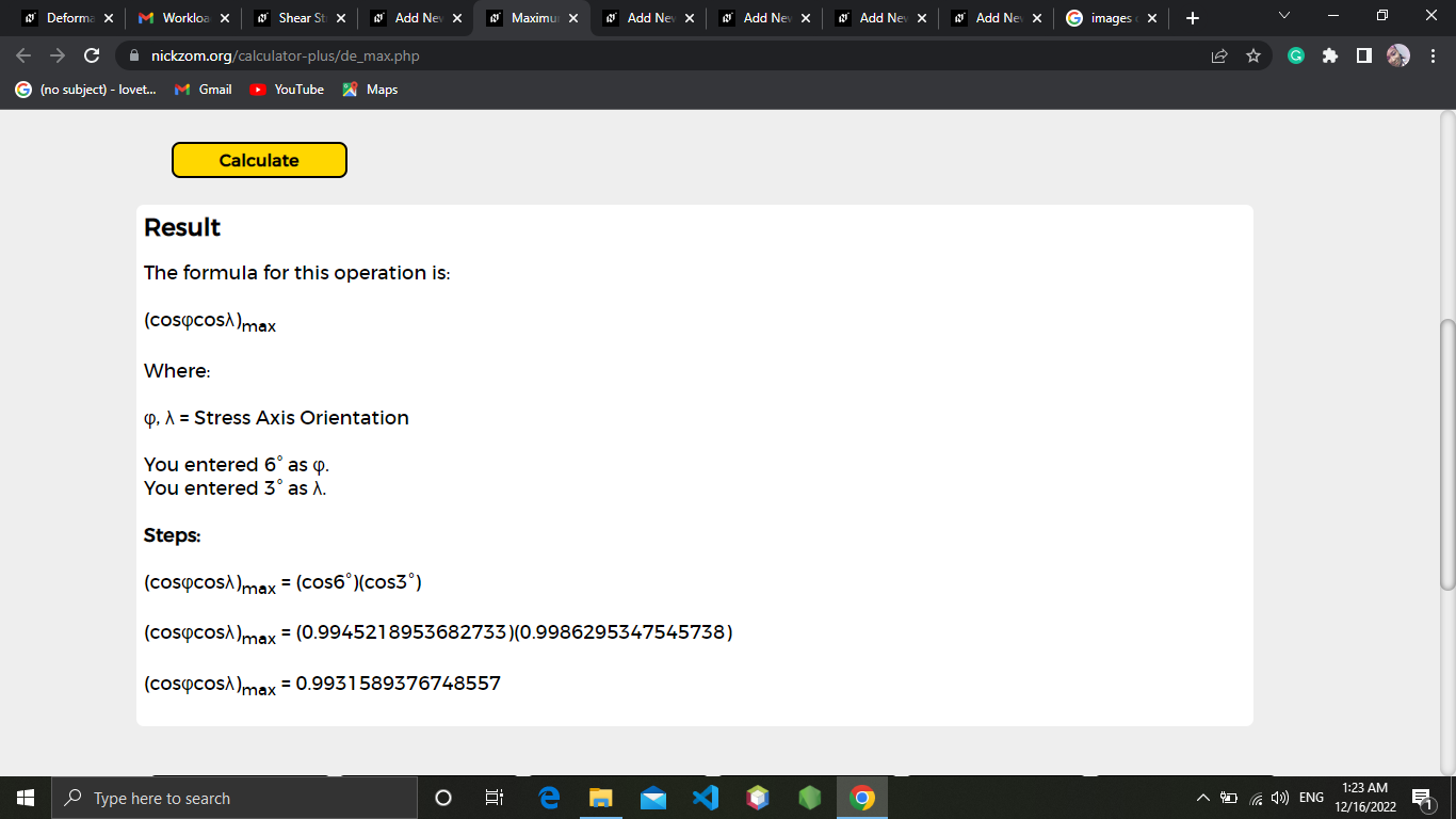 How to Calculate and Solve for cosφcosλ)max | Deformation