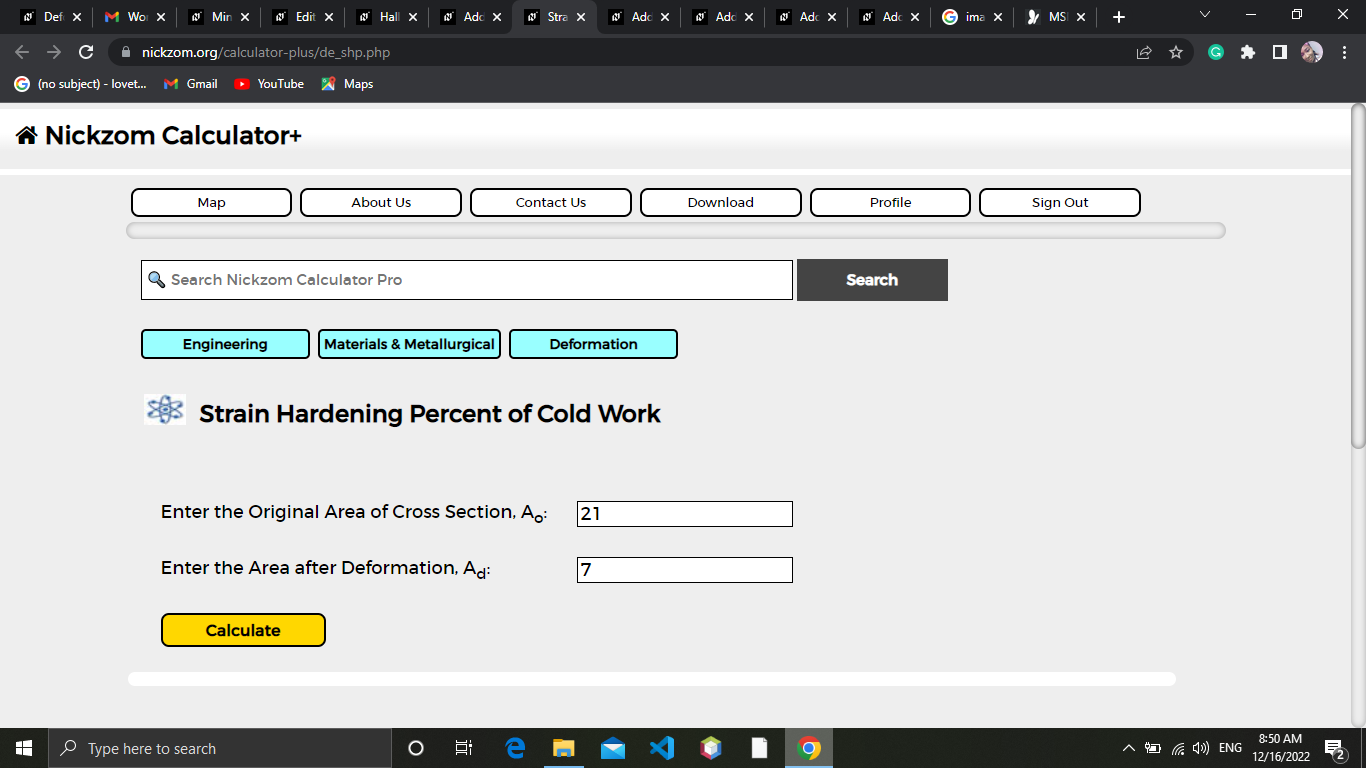 How to Calculate and Solve for Strain Hardening Percent of Cold Work | Deformation