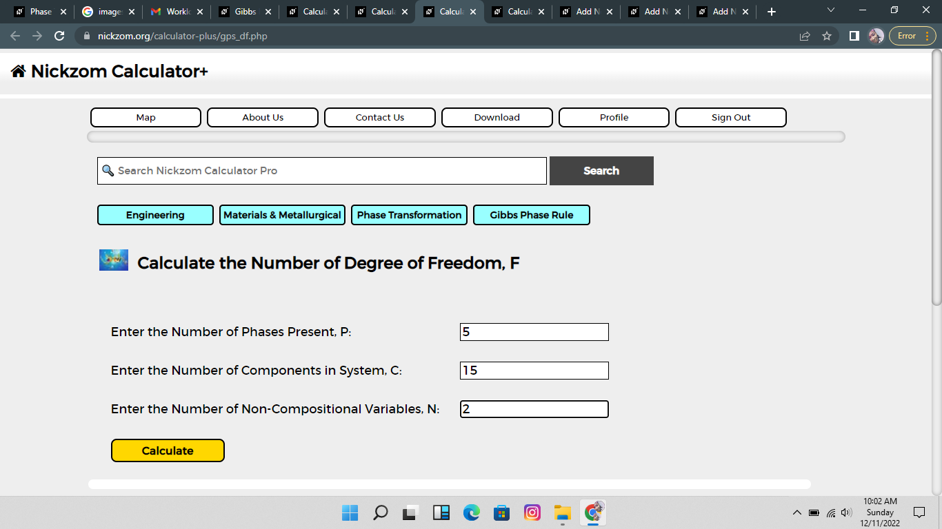 How to Calculate and Solve for Calculate the Number of Degree of Freedom | Gibbs Phase Rule