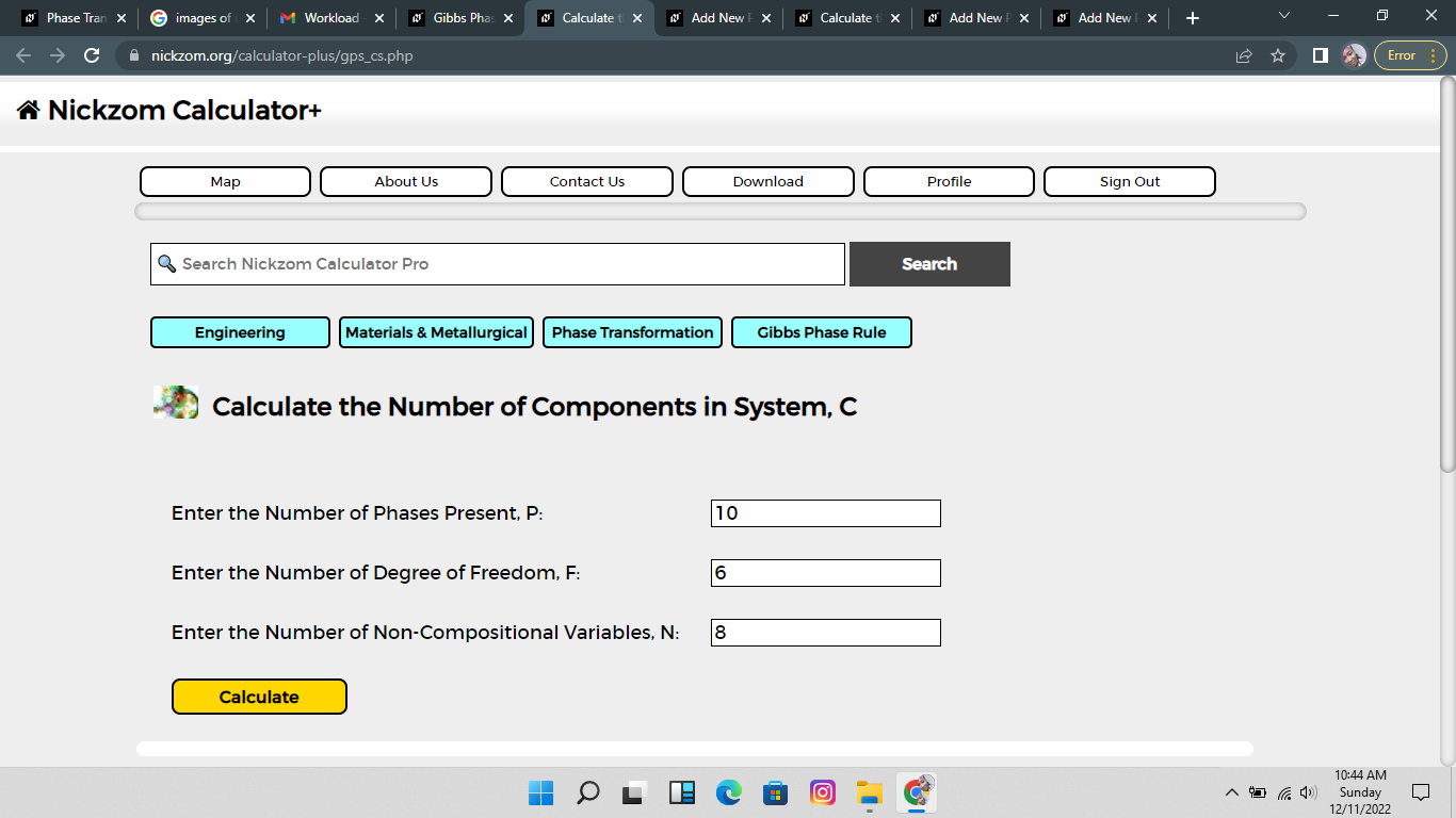 How to Calculate and Solve for Calculate the Number of Components in System | Gibbs Phase Rule
