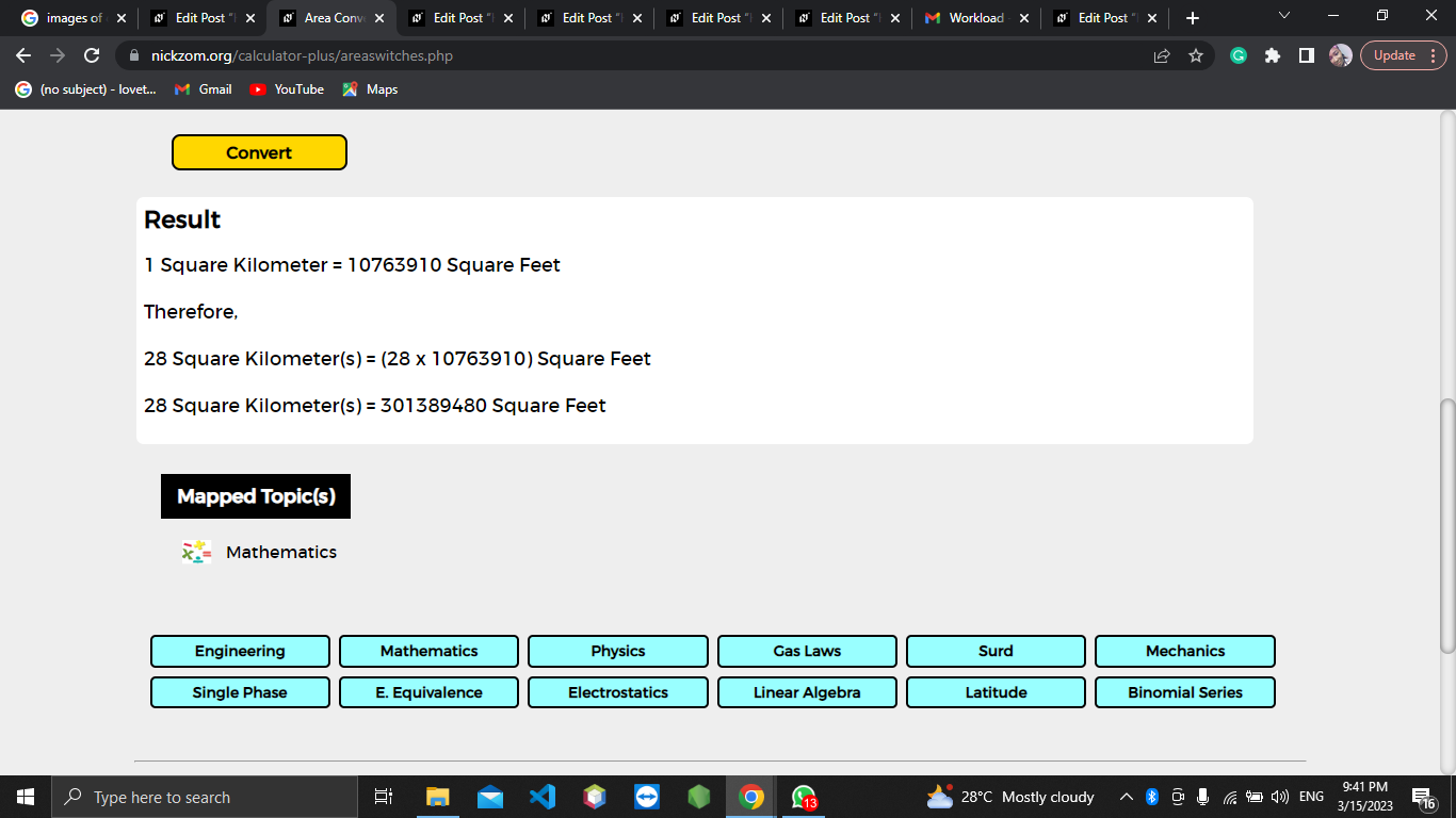 How to Convert Square Kilometers to Square Feet | Area units