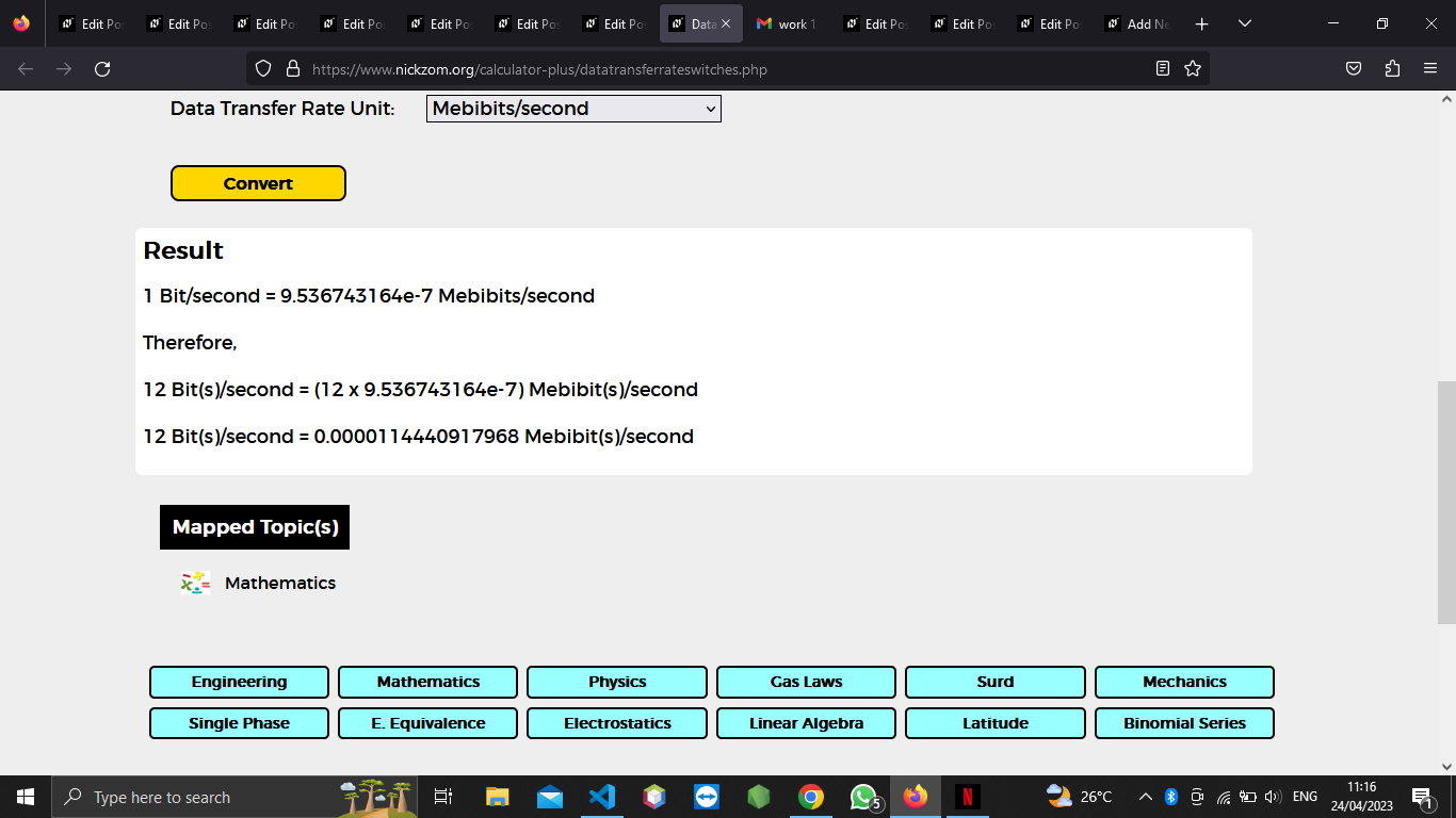 How to Convert Bits/second to Mebibits/second | Data Transfer Rate Units