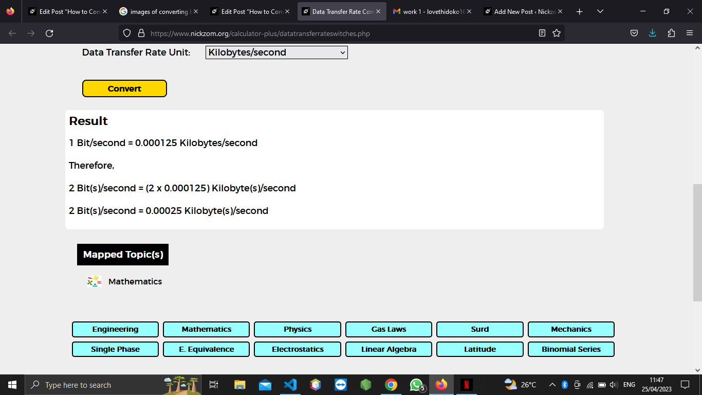How to Convert Bits/second to Kilobytes/second | Data Transfer Rate Units