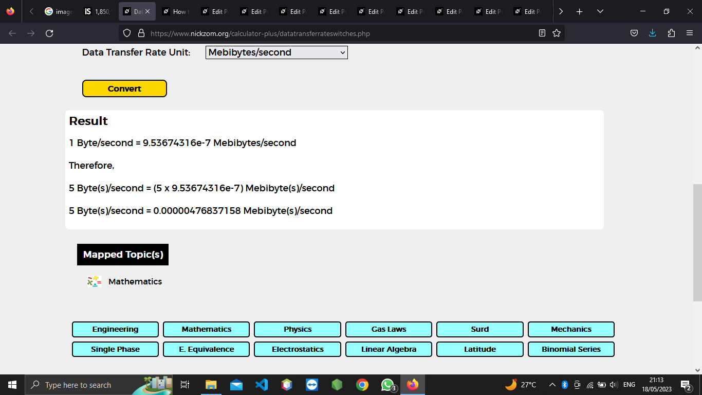 How to Convert Bytes/second to Mebibytes/second | Data Transfer Rate Units
