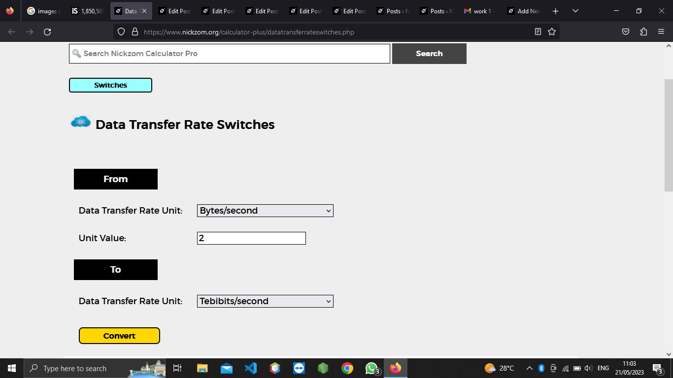 How to Convert Bytes/second to Tebibits/second | Data Transfer Rate Units