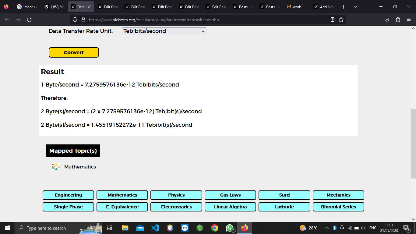 How to Convert Bytes/second to Tebibits/second | Data Transfer Rate Units