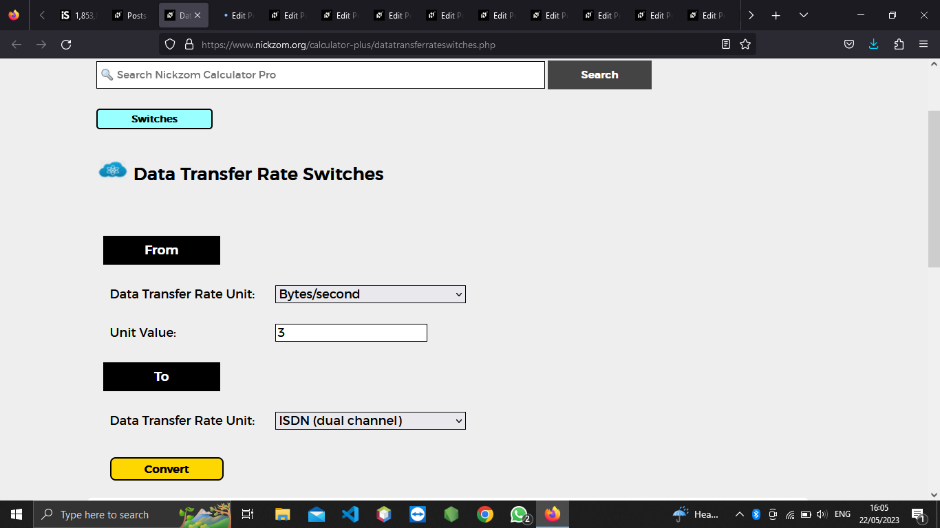 How to Convert Bytes/second to ISDN (dual channel) | Data Transfer Rate Units