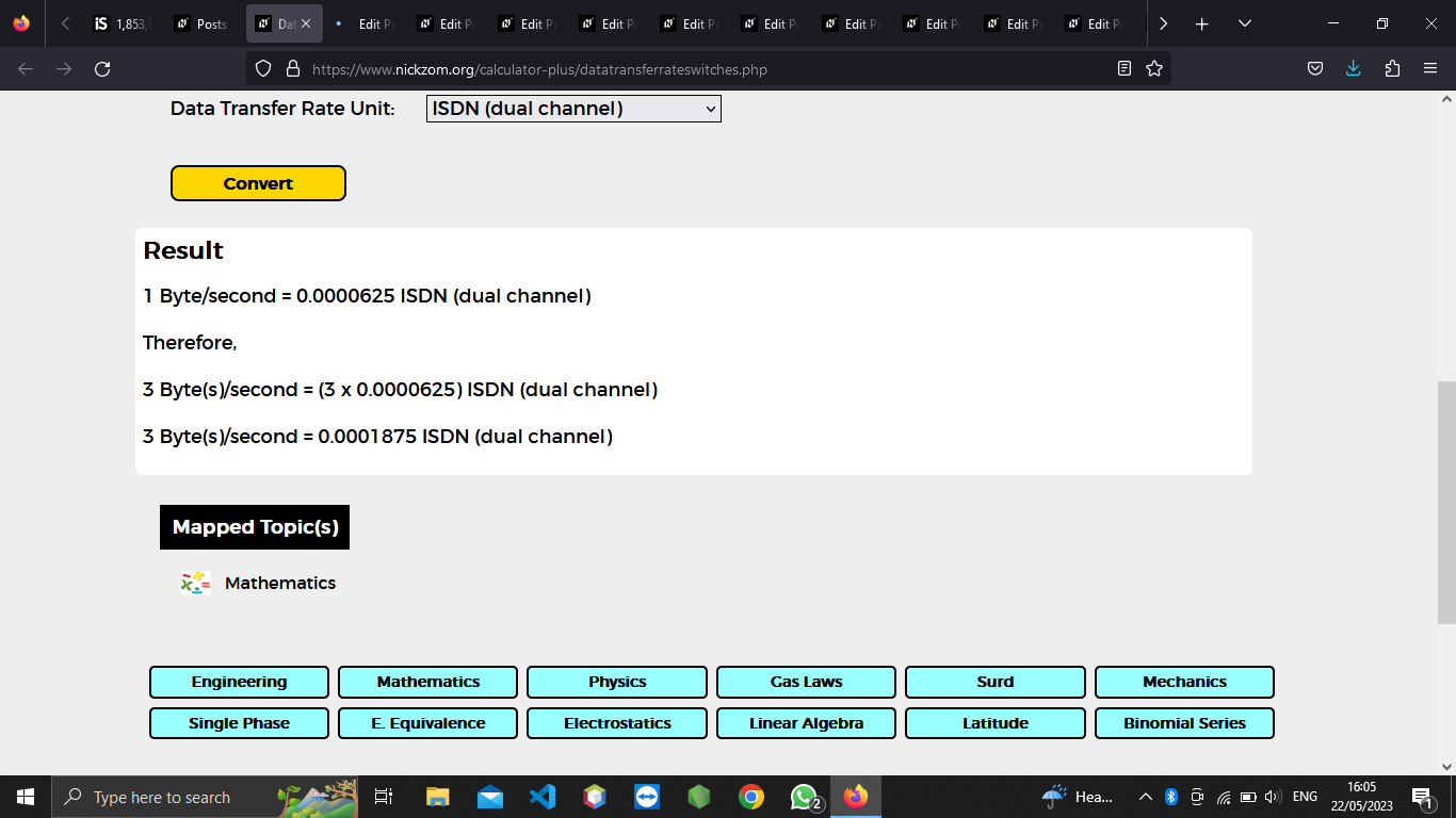 How to Convert Bytes/second to ISDN (dual channel) | Data Transfer Rate Units
