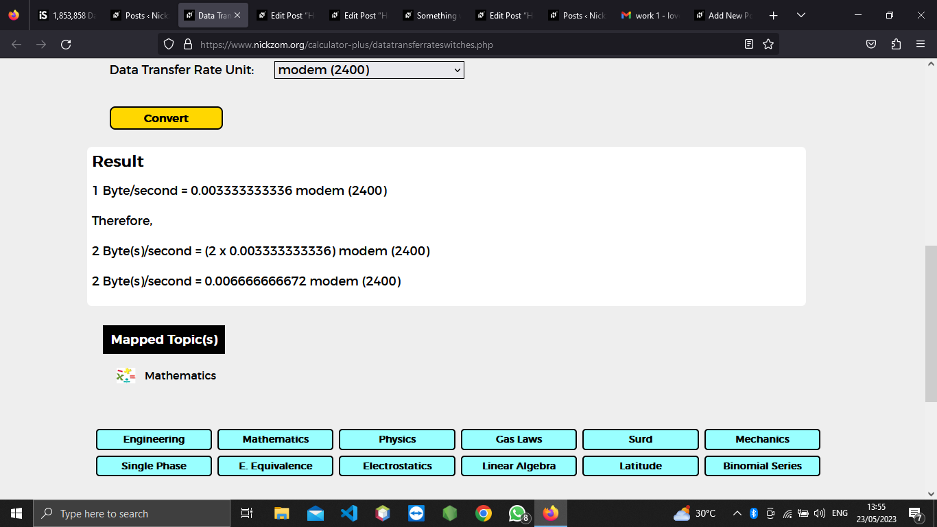 How to Convert Bytes/second to Modem (2400) | Data Transfer Rate Units
