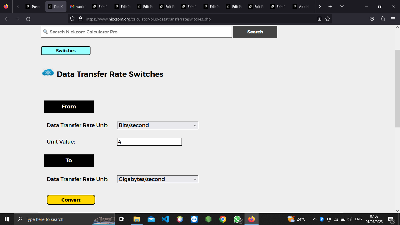 How to Convert Bits/second to Gigabytes/second | Data Transfer Rate Units