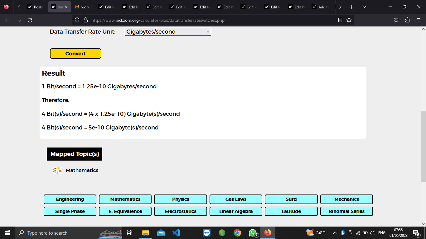How to Convert Bits/second to Gigabytes/second | Data Transfer Rate Units