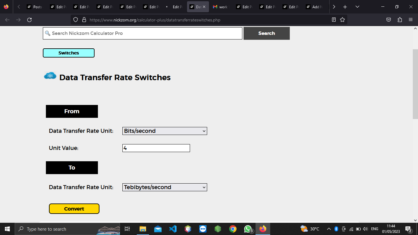How to Convert Bits/second to Tebibytes/second | Data Transfer Rate Units