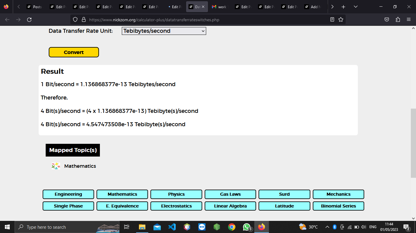 How to Convert Bits/second to Tebibytes/second | Data Transfer Rate Units