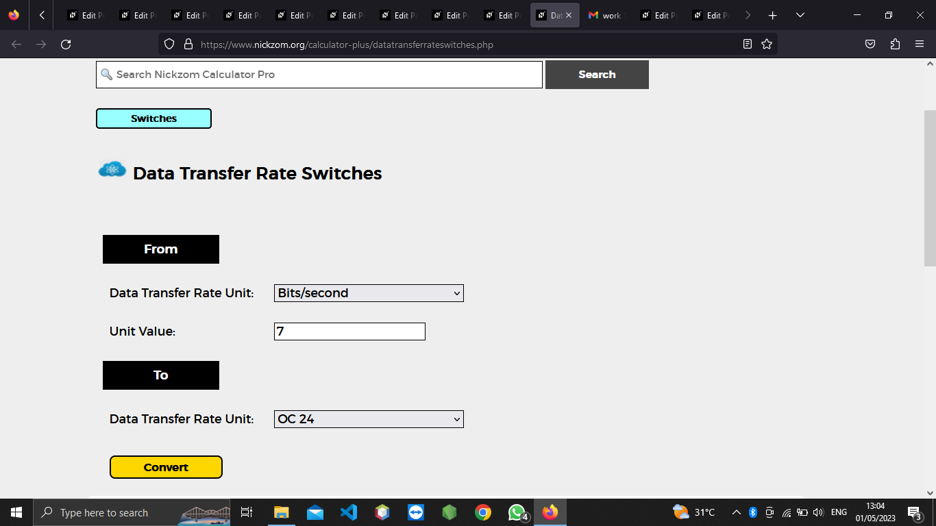 How to Convert Bits/second to OC 24 | Data Transfer Rate Units