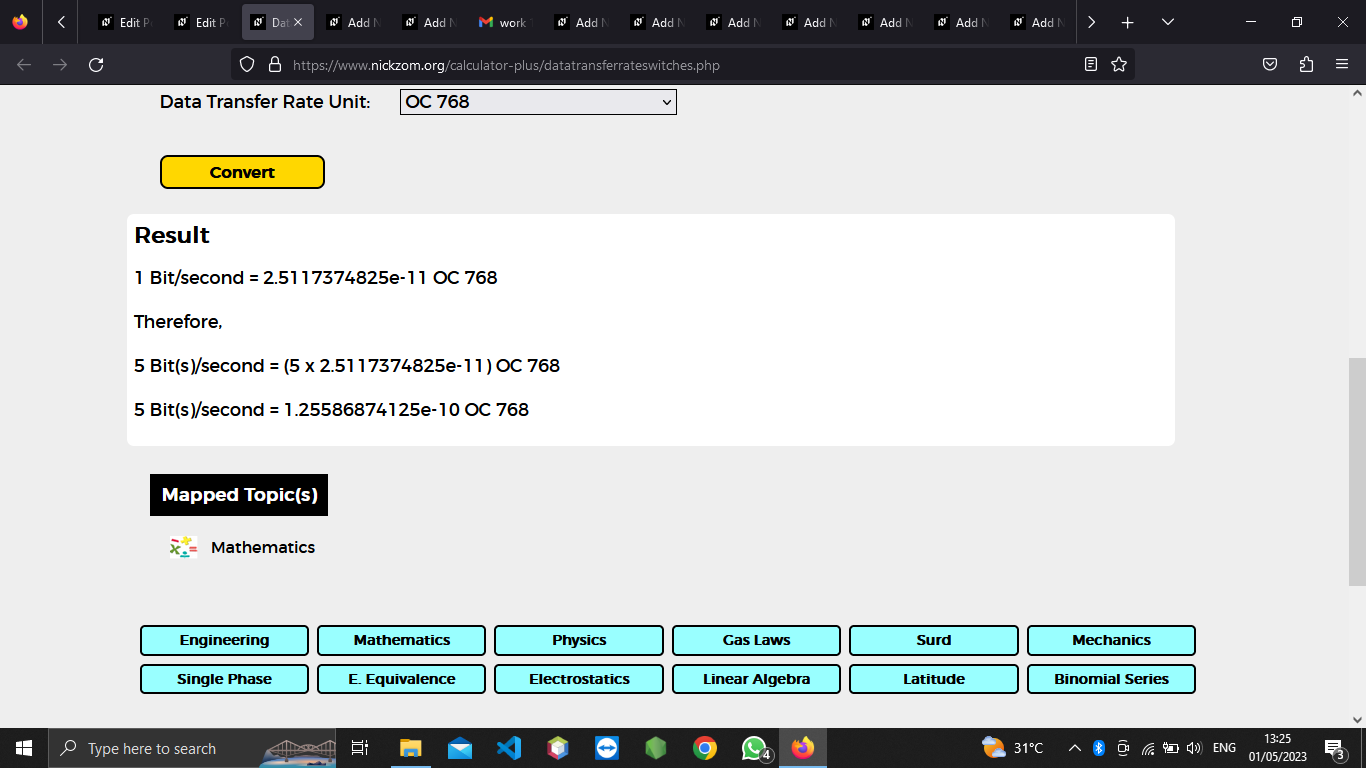 How to Convert Bits/second to OC 768 | Data Transfer Rate Units