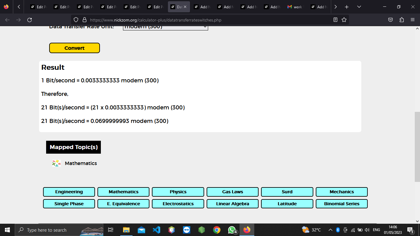 How to Convert Bits/second to Modem (300) | Data Transfer Rate Units