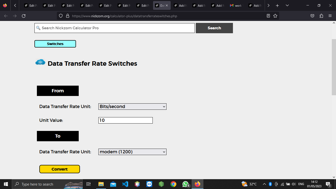 How to Convert Bits/second to Modem (1200) | Data Transfer Rate Units
