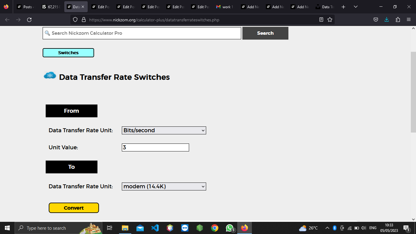 How to Convert Bits/second to Modem (14.4k) | Data Transfer Rate Units