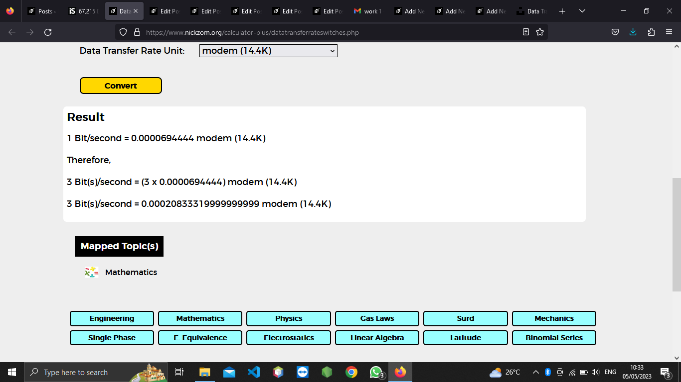 How to Convert Bits/second to Modem (14.4k) | Data Transfer Rate Units