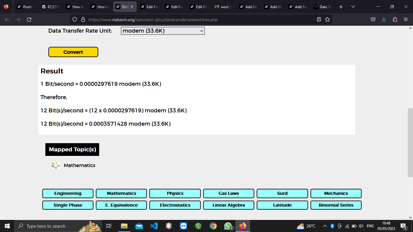How to Convert Bits/second to Modem (33.6k) | Data Transfer Rate Units