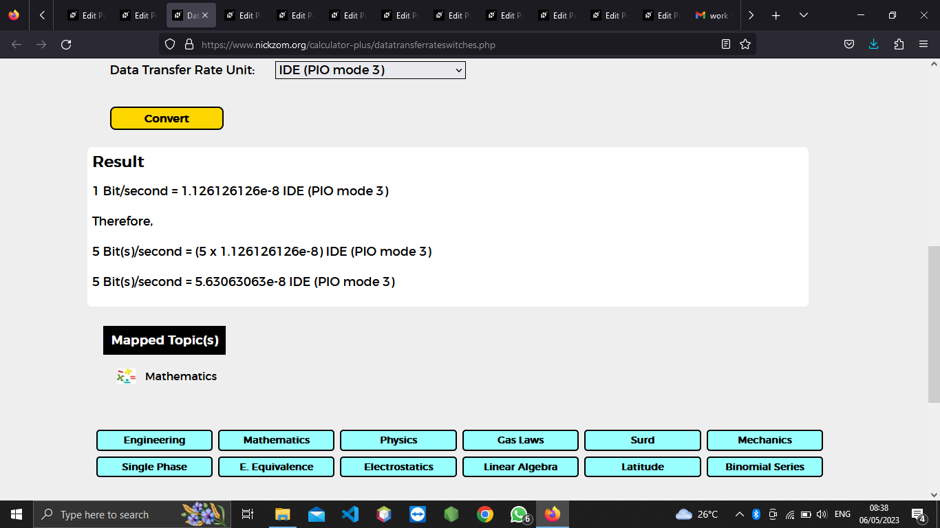 How to Convert Bits/second to IDE (PIO mode 3) | Data Transfer Rate Units