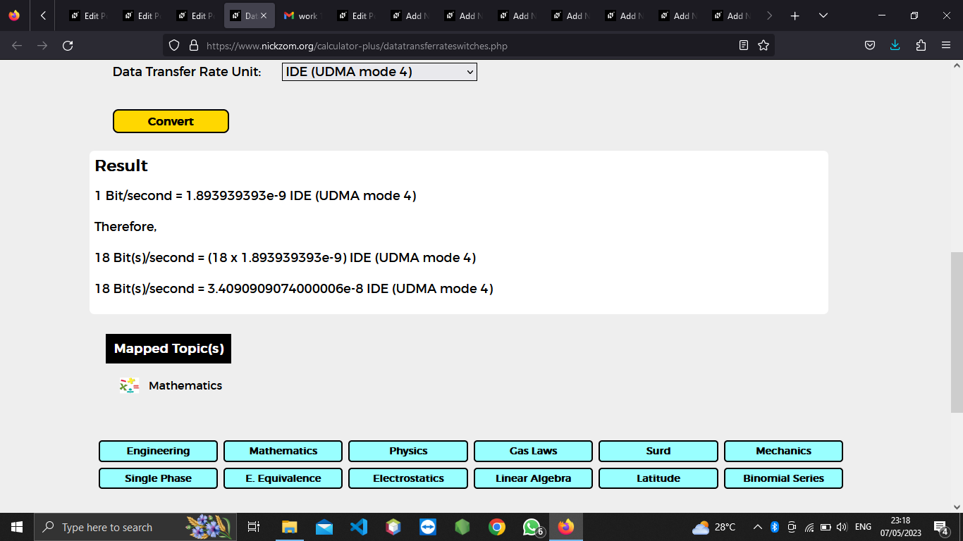 How to Convert Bits/second to IDE (UDMA mode 4) | Data Transfer Rate Units