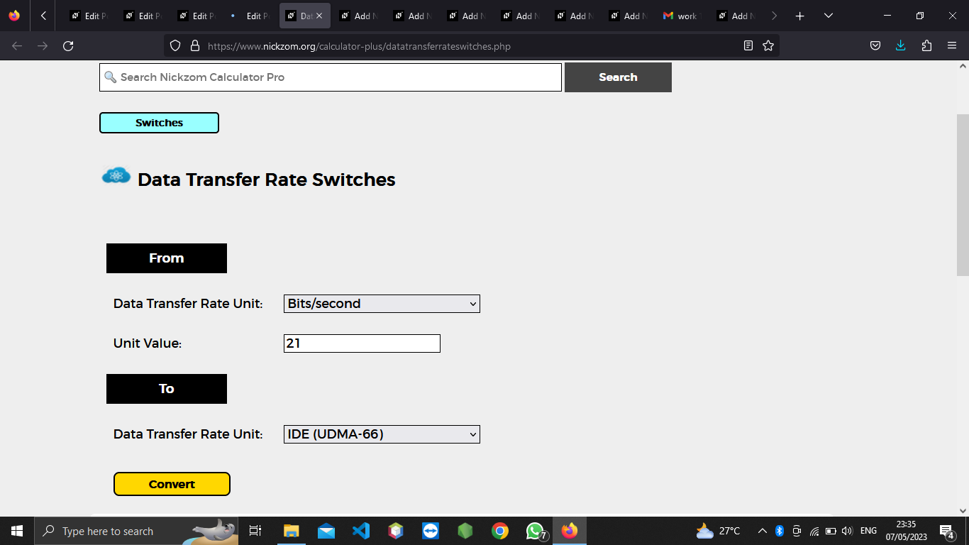 How to Convert Bits/second to IDE (UDMA-66) | Data Transfer Rate Units
