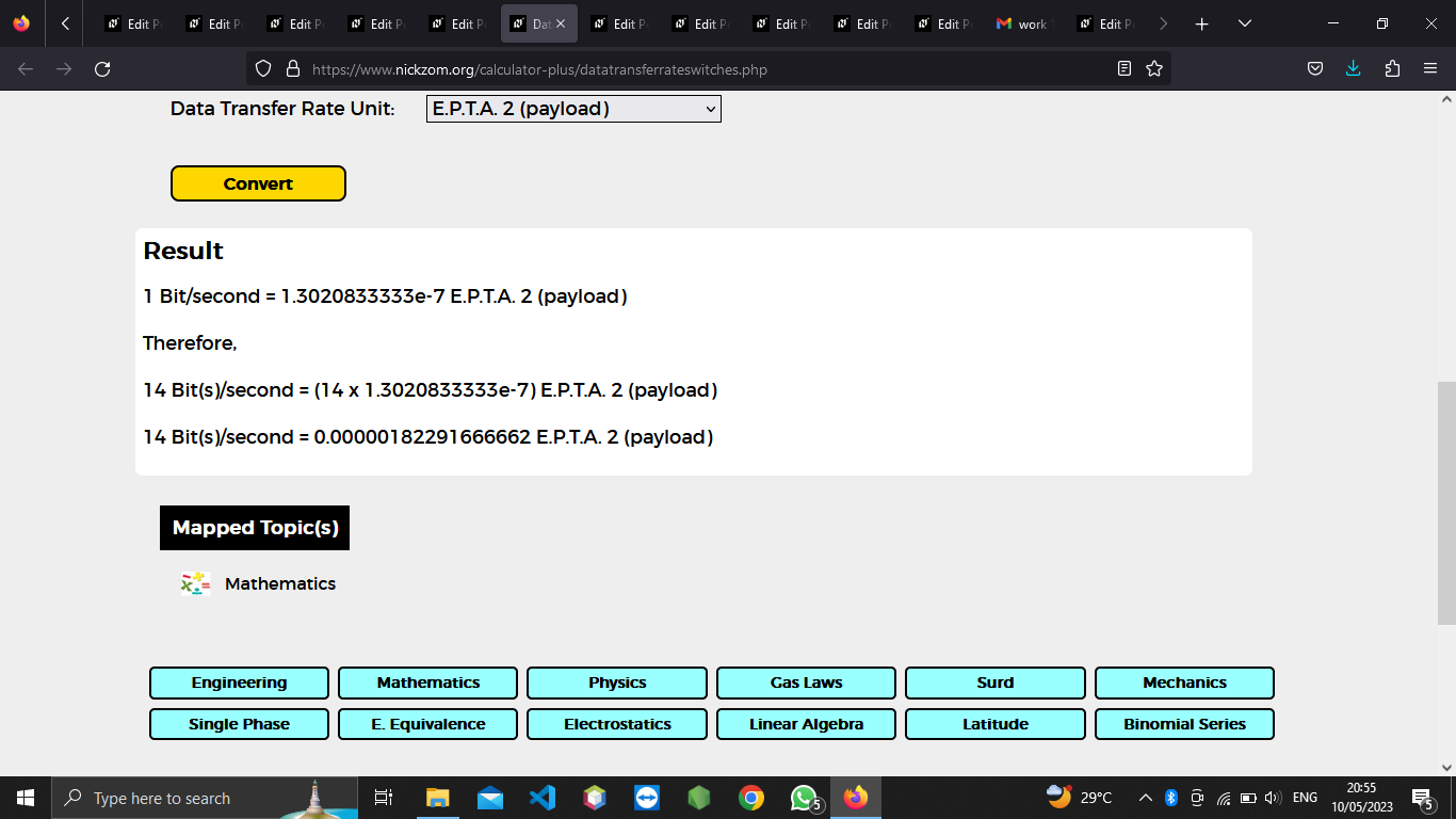 How to Convert Bits/second to E.P.T.A 2 (payload) | Data Transfer Rate Units